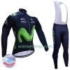 Fietskleding (Fietsshirt Lange Mouw + Lange Koersbroek) 2017 Movistar Team N001 Winter Thermal Fleece